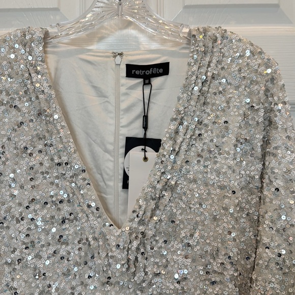 Retrofete Camille Sequin Dress in White Size Medium NWT - Picture 10 of 15